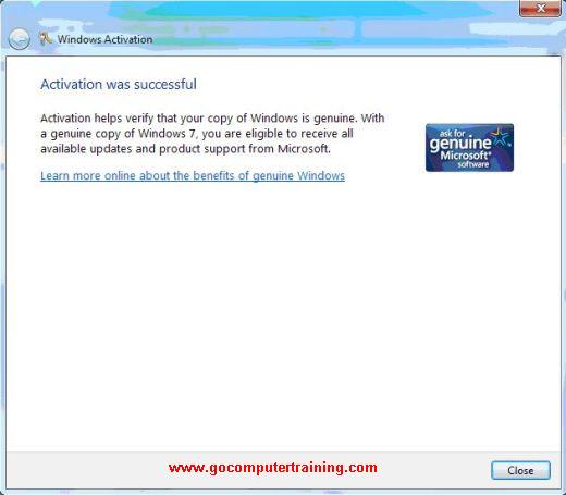 activate Windows 7 successful activate Windows 7 successful