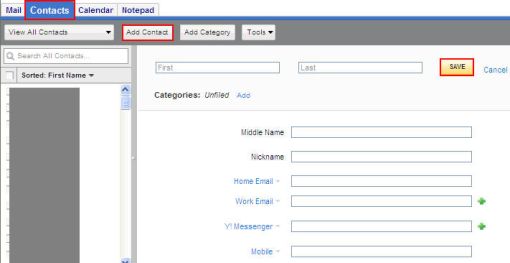 yahoo add contacts