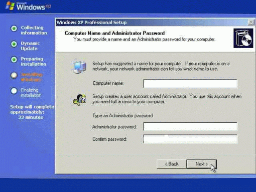 install Windows xp