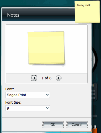 Notes dialog box