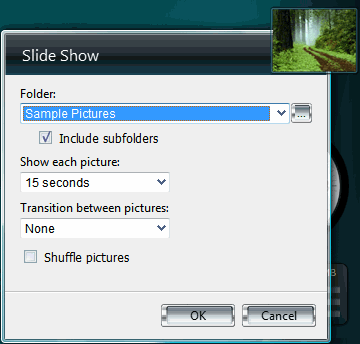 Slide Show dialog box