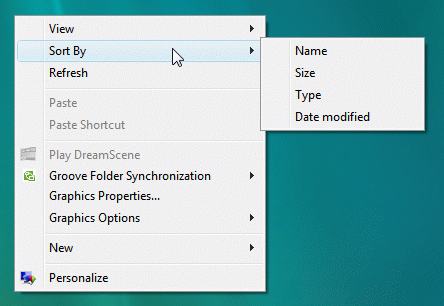 Sort Windows Vista desktop icons