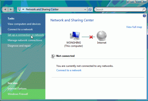 vista network and sharing center