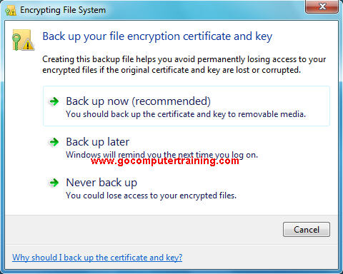 Windows 7 encrypting file system