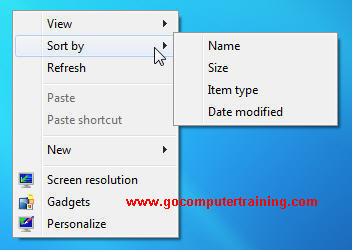 Windows 7 sort desktop icons
