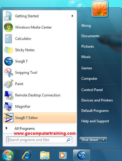 windows 7 show username in start menu