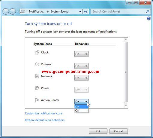 Windows 7 system icons dialog box
