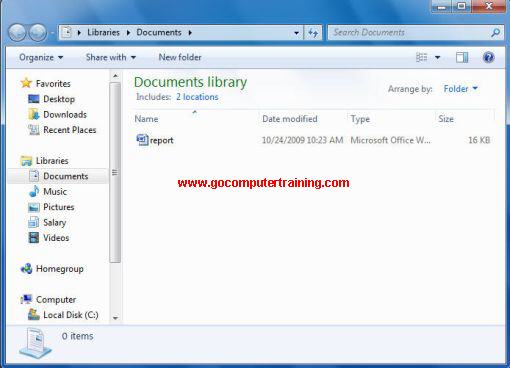 Windows explorer document library