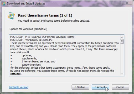 Windows virtual PC update