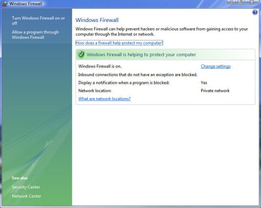 windows vista firewall