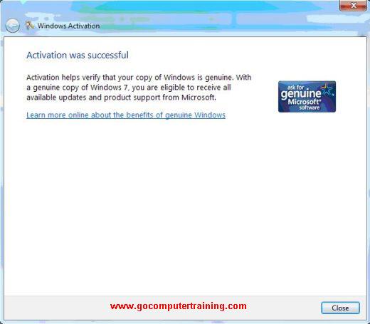 activate Windows 7 successful