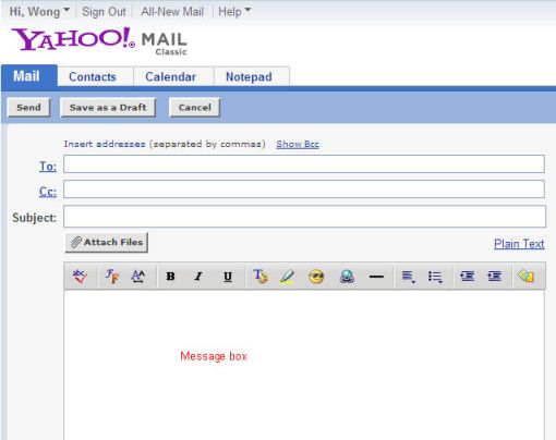Yahoo compose mail