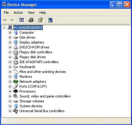 Windowx XP device manager