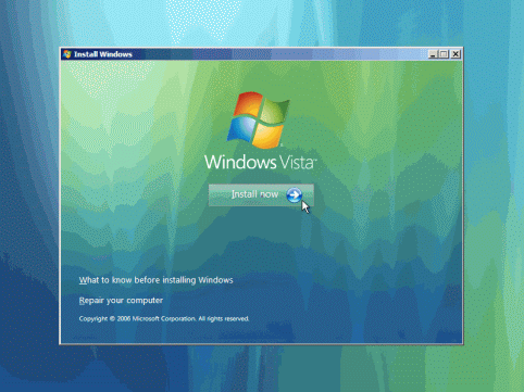 install windows vista now