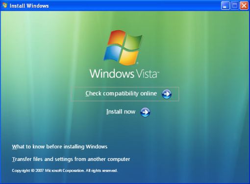 install windows vista