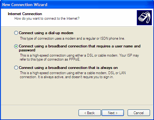 Internet connection types