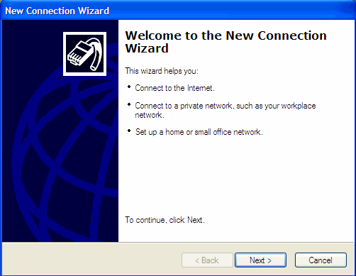 New connection wizard