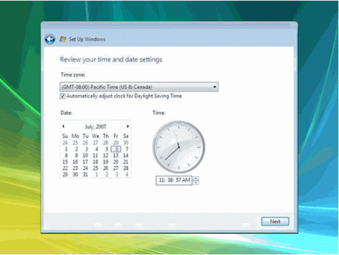 Time and date settings