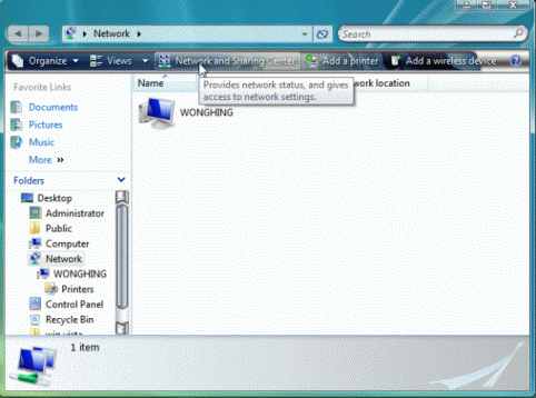 vista network dialog box