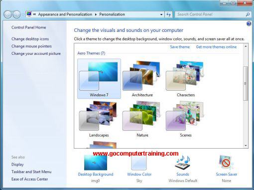Windows 7 aero personalization