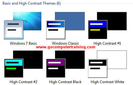 Windows 7 basic and high contrast themes