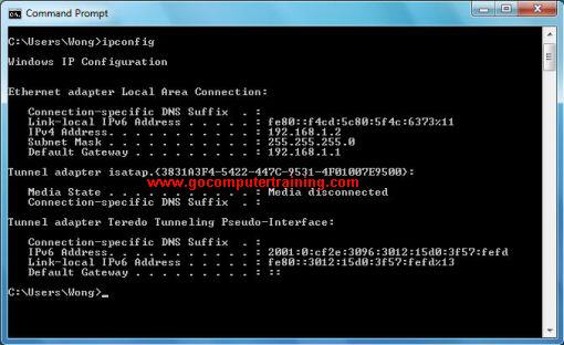 Windows 7 command ipconfig