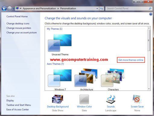 Windows 7 personalization window