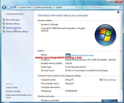 Windows 7 system dialog box