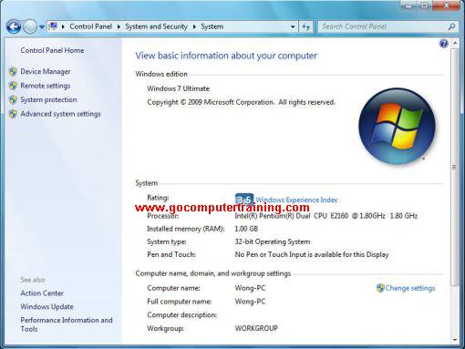 Windows 7 system information