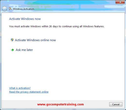 Windows 7 activation