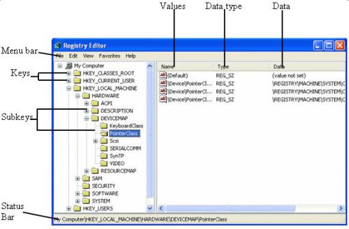 registry editor interface elements