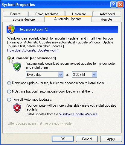 Windows XP system properties